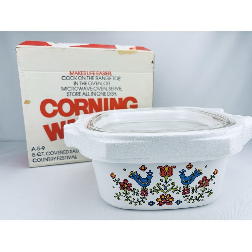 Vintage CorningWare Country Festival A-5-9 5 Qt Saucepot Dutch Oven & Lid IN BOX